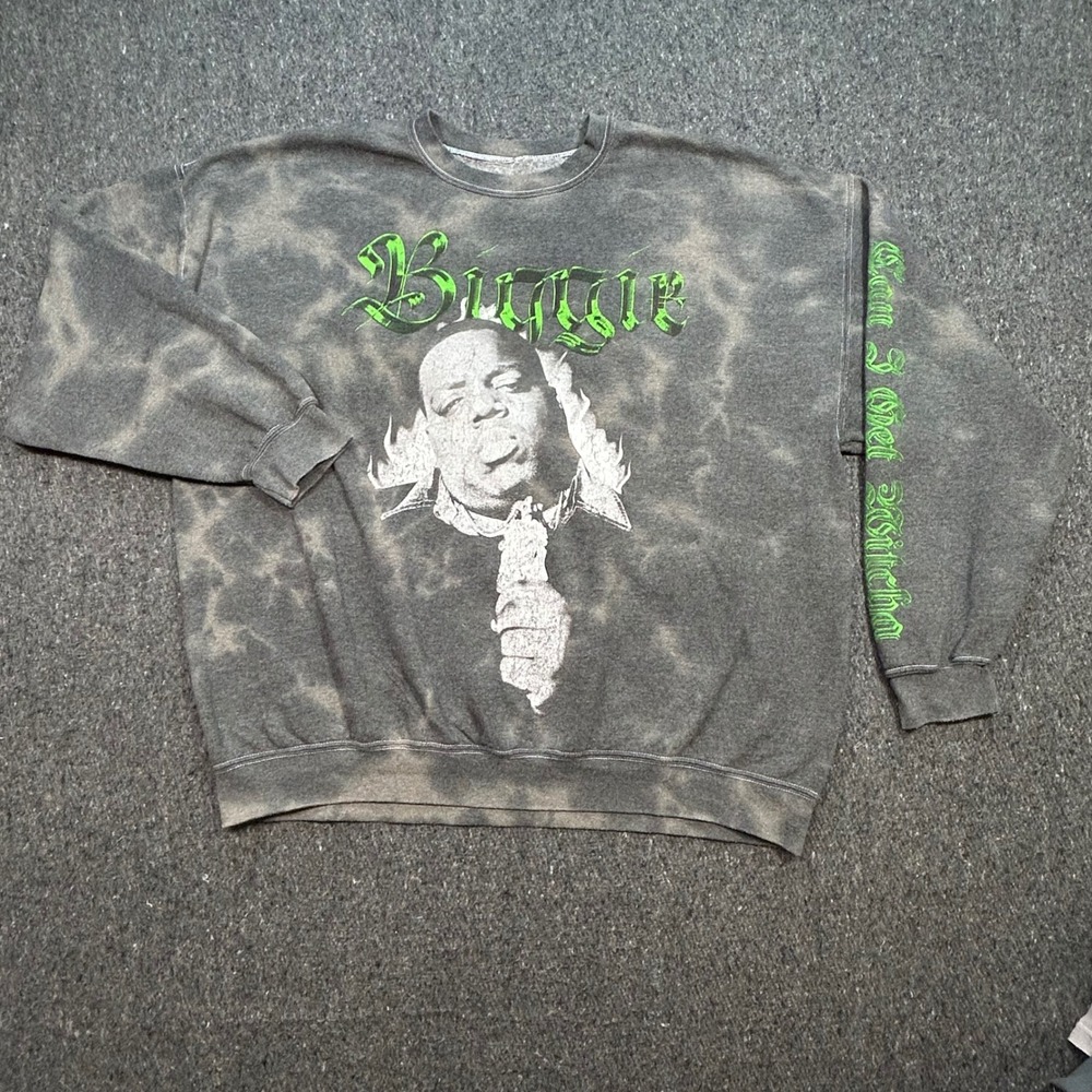Brooklyn Mint‎ Biggie Smalls Mens S/M Grey Tie Dye Graphic Sweatshirt Crewneck